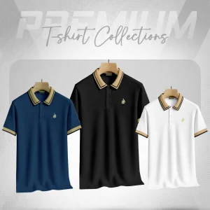 White & Black & Blue 3pcs Polo Combo