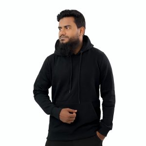 Solid Color Hoodie Black