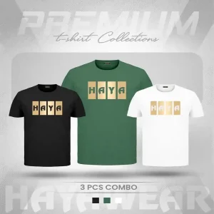 TS001 White & Black & Green 3pcs Combo TShirt