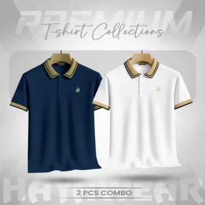 PL001 White & Blue 2pcs Polo Combo