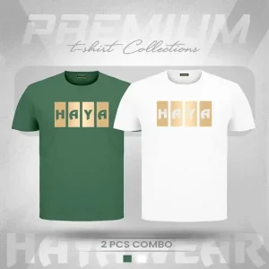 TS001 White & Green 2pcs Combo TShirt